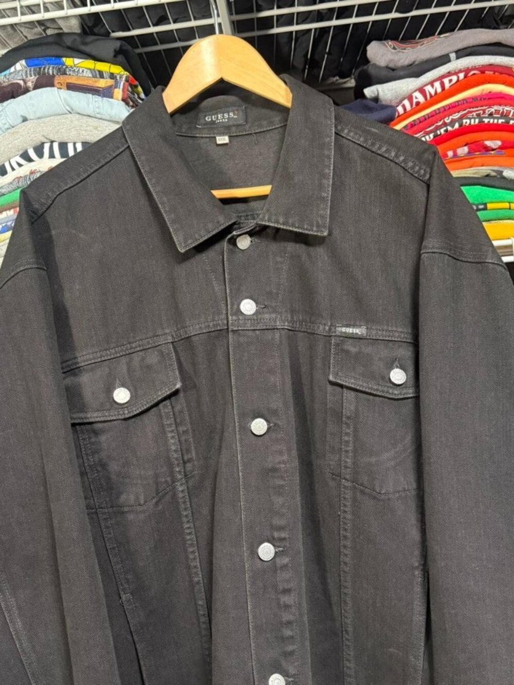 Vintage guess black denim jacket made in USA